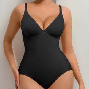 Popilush Womens Shapewear Bodysuit Large Black Tummy Control Snap Closure